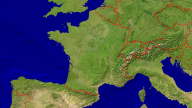 Frankreich Satellit + Grenzen 1920x1080
